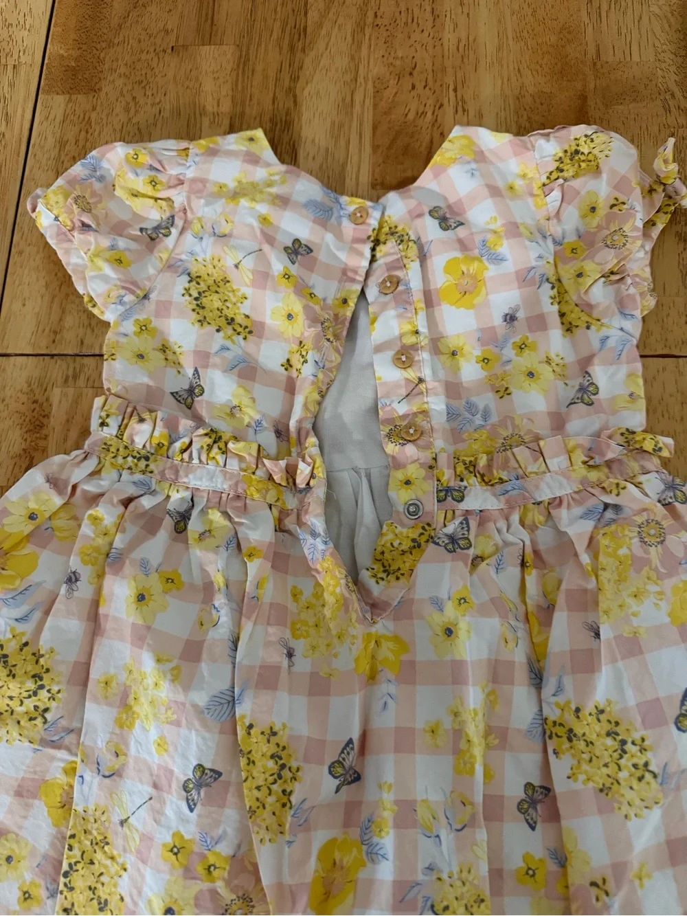 Haute Hippie Girls Yellow and White Floral Gingham Dress